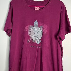 Life Is Good XL Short Sleeve Purple Tee Shirt with Turtle